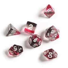 Polyhedral 8-die set: Pink+Clear+Black