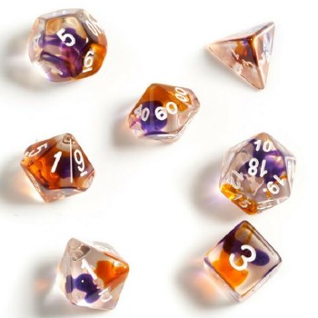 Polyhedral 8-die set: Purple+Orange+Clear