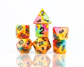 Polyhedral 7 -die set: 16mm Rainbow Gold