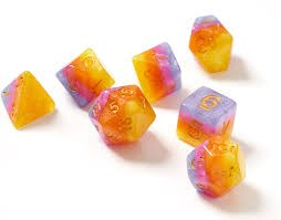 Polyhedral 8-die set: Tahitian Sunset