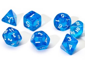 Polyhedral 8-die set: Translucent Blue