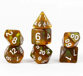 Polyhedral 7-die set: Treasure: Peridot