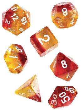 Polyhedral 8-die set: Yellow+Red