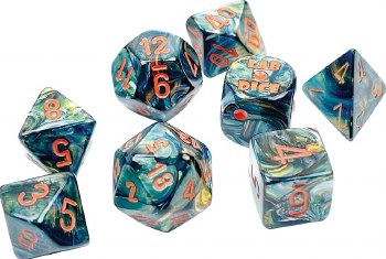Polyhedral 8-die set: Lab Dice - Lustrous Aleptris/orange