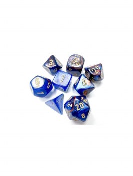Polyhedral 8-die set: Lab Dice - Lustrous Azurite/gold