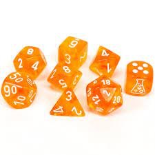 Polyhedral 8-Die Set: Lab Dice - Blood Orange / White