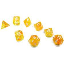 Polyhedral 8-Die Set: Lab Dice - Canary / White