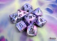 Polyhedral 8-Die Set: Lab Dice - Festive Hydrangea / Black