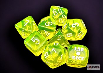 Polyhedral 8 Die : Transulecent Neon Yellow/white