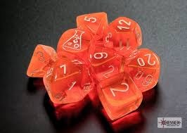 Polyhedral 8-Die Set: Lab Dice - Neon Orange / White