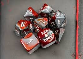 Polyhedral 8-Die Set: Lab Dice - Red-Steel / White