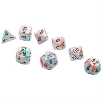 Polyhedral 8-die set: Lab Dice - Lustrous Sea Shell/black