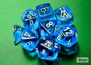 Polyhedral 8 Die : Transulecent Tropical Blue/white