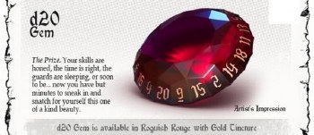 Poly Dice Hero: The Rogue 1d20 Gem - Roguish Red and Gold Tincture