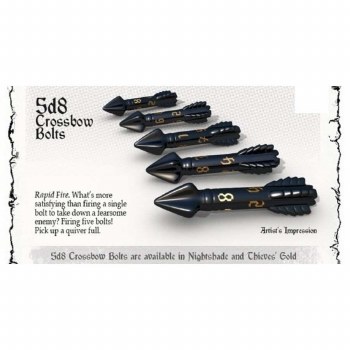 Poly Dice Hero: The Rogue 5d8 Crossbow Bolts - Nightshade and Theive's Gold