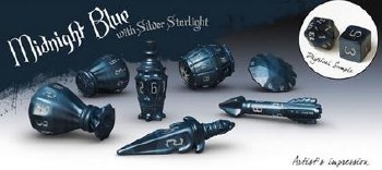 Poly Hero Dice: The Rogue 7-Dice Set - Midnight Blue and Silver Starlight