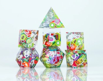 Polyhedral 7-die set: Sharp Fruit