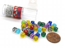 Mini D6 5mm Assorted Transparent Dice