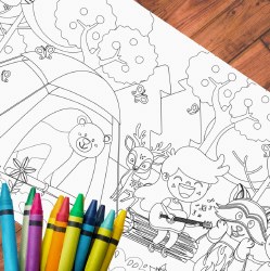 Coloring Tablecloth: Camping