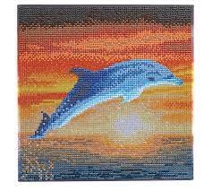 Crystal Art Framed Canvas Kit - Dolphin Sunrise