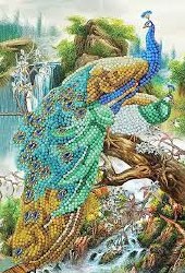 Crystal Art Notebook Kit - Peacock Waterfall