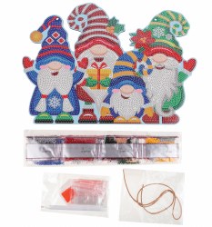 Crystal Art Wooden Hanging Decoration: Gnomes