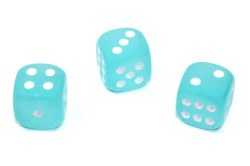 D6 Dice 12-set: 16mm Frosted Teal White