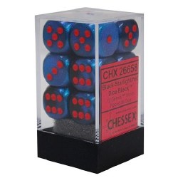 D6 12-die set: 16mm Gemini Black-Starlight/red