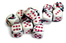 12 16mm Gemini Black-White/Pink Dice Set