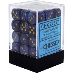 D6 36-die set: 12mm Gemini Royal Blue/gold