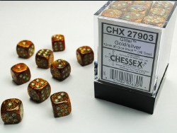 D6 36-Dice Set: 12mm Glitter Gold/Silver