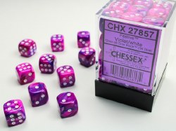 D6 36-die set: 12mm Festive Violet/white