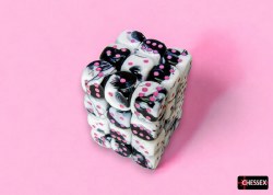 D6 36-die set: 12mm Gemini Black-White/pink