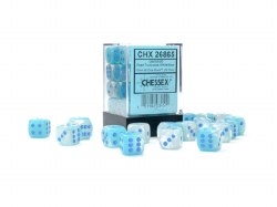 D6 36-die set: 12mm Gemini Pearl Turquoise-White/blue