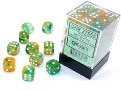 D6 36-die set: 12mm Nebula Spring/white