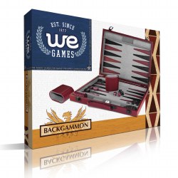 Backgammon Deluxe Burgundy Leatherette Attache