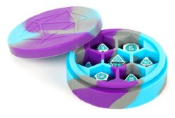 Dice Case Silicone Round Purple/Gray/Light Blue