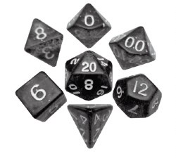Polyhedral 7-die set: Ethereal Black/white
