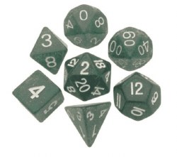 Polyhedral 7-die set: Ethereal Green/white