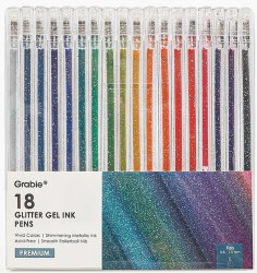 Glitter Gel Ink Pens - Set of 18