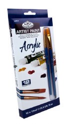 Essentials: 12 Acrylic Paints with 2 Brushes