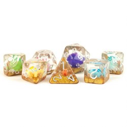 Poly Dice 7-Set: 16mm Rainbow Dinosaur