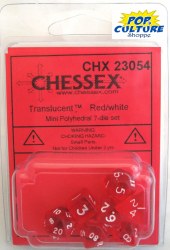 Polyhedral 7-die set: 9mm Translucent Red/white