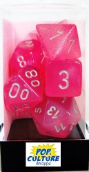 Polyhedral 7-die set: Borealis Pink/silver