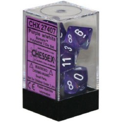 Polyhedral 7-die set: Borealis Purple/white