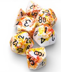 Poly Dice 7-Set: Brush Sunrise/Black