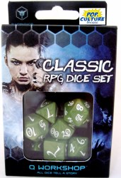 Polyhedral 7-die set: Classic Olive/White