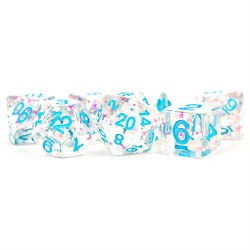 Polyhedral 7-die set: Clear Confetti/blue