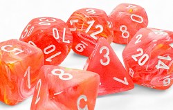 Poly Dice 7-Set: Festive Dahlia/White