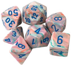 Polyhedral 7-die set: Festive Pop Art/blue